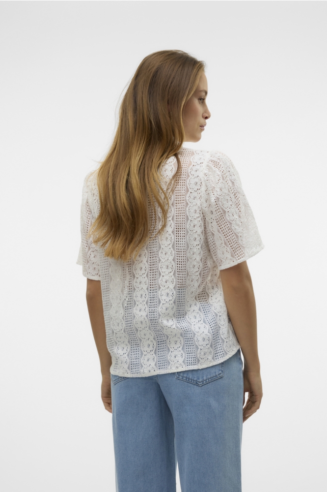 VMDELSIE S/S LACE SHIRT WVN BTQ 10329158 CLOUD DANCER